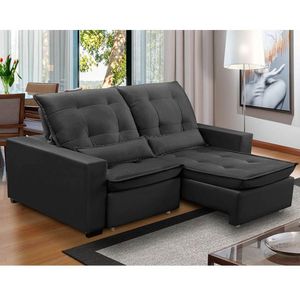 Sofa Retratil Reclinavel 2 Lugares 2,00m Atlantis Veludo Grafite Lansofbr