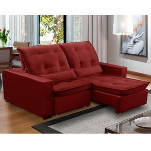 Sofa Retratil Reclinavel 2 Lugares 2,00m Atlantis Veludo Bordô Lansofbr