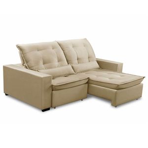 Sofa Retratil Reclinavel 2 Lugares 2,00m Atlantis Veludo Bege Lansofbr