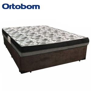 Cama Box Casal Suede + Colchão Ortobom Iso Dupla Face 138x188x60 Marrom