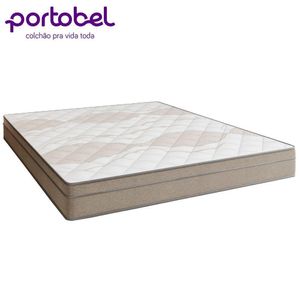 Cama Box Casal Suede + Colchão De Molas Ensacadas Portobel Ipanema - 138x188x65cm Bege