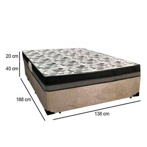 Cama Box Casal Suede + Colchão Ortobom Iso Dupla Face 138x188x60 Bege