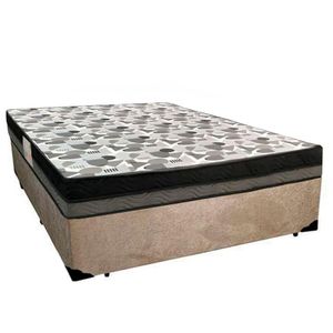 Cama Box Casal Suede + Colchão Ortobom Iso Dupla Face 138x188x60 Bege