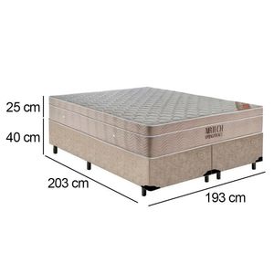 Cama Box King Bipartido Suede + Colchão Ortobom Airtech Molas Ensacadas 193x203x65 Bege