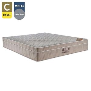 Cama Box Casal Suede Bipartido + Colchão Ortobom Airtech Molas Ensacadas 138x188x65 Bege