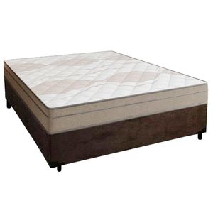 Cama Box Casal Suede + Colchão De Molas Ensacadas Portobel Ipanema - 138x188x65cm Marrom
