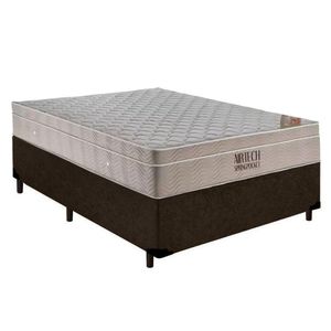 Cama Box Casal Suede + Colchão Ortobom Airtech Molas Ensacadas 138x188x65 Marrom