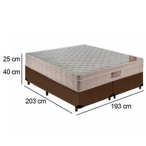 Cama Box King Bipartido Suede + Colchão Ortobom Airtech Molas Ensacadas 193x203x65 Marrom