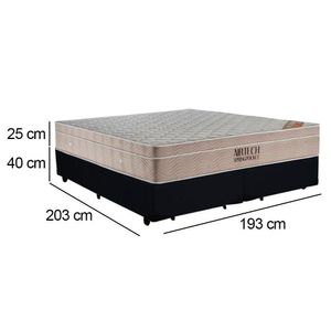 Cama Box King Bipartido Suede + Colchão Ortobom Airtech Molas Ensacadas 193x203x65 Preto