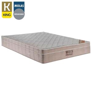 Cama Box King Bipartido Sintético + Colchão Ortobom Airtech Molas Ensacadas 193x203x65 Marrom