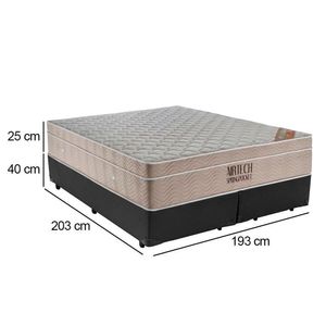 Cama Box King Bipartido Sintético + Colchão Ortobom Airtech Molas Ensacadas 193x203x65 Cinza