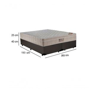 Cama Box King Bipartido Sintético + Colchão Ortobom Airtech Molas Ensacadas 193x203x65 Marrom
