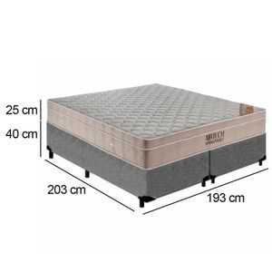 Cama Box King Bipartido Suede + Colchão Ortobom Airtech Molas Ensacadas 193x203x65 Cinza