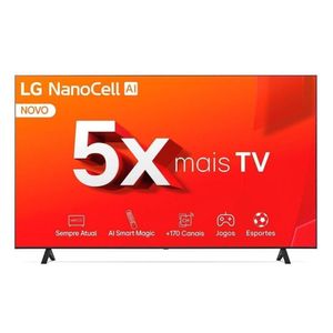 Smart TV LG NanoCell 65" 4K UHD 65NANO80TSA, Processador A5 Gen7 AI, Alexa, Controle Smart Magic Wi-Fi Bivolt