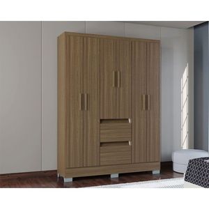 Guarda Roupa Napoles Com 6 Portas E 2 Gavetas Poquema Castanho