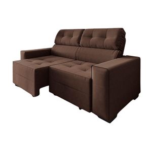 Sofá New York 2 Mts Suede Marrom Retrátil E Reclinável 3 Lugares