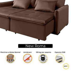 Sofá Cama New Roma 1.60 Mts Molas Bonnel Veludo Marrom
