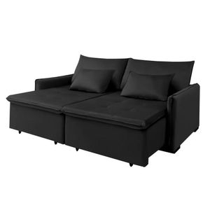 Sofá Cama Slim 2 Mts New Roma Com Pillow Veludo Preto