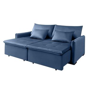 Sofá Cama Slim New Roma 2 Mts Veludo Molas Bonnel Com Pillow Cor:azul
