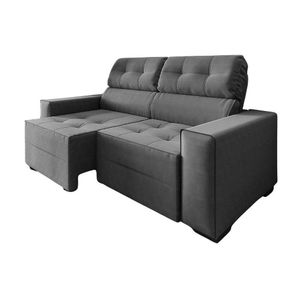 Sofá New York 2 Mts Suede Cinza Retrátil E Reclinável 3 Lugares