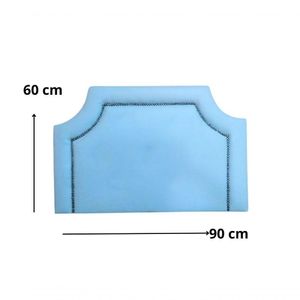 Cabeceira Solteiro Onix Pop Veludo Azul Com Tachas