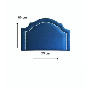 Cabeceira Solteiro Provençal Veludo Azul Marinho Tacha Prata