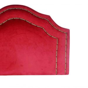 Cabeceira Solteiro Cama Box Deluxe Em Veludo Vermelho Dupla Tacha