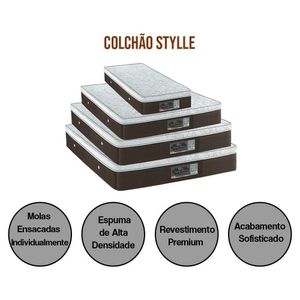 Colchão King Stylle Unico Molas Ensacadas 2,03x1,93x0,28 Branco E Marrom