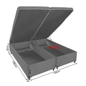 Base Cama Bau Articulado Queen 1,98x1,58x0,40 Suede E Bege