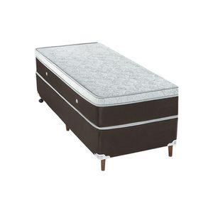 Base E Colchao Solteiro Stylle Unico Molas Ensacadas 1,88 X 0,88 X 0,70 Branco - Marrom