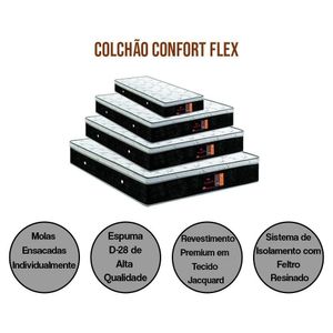 Colchão Queen Confort Molas Ensacadas 1,98x1,58x0,25 Branco E Preto