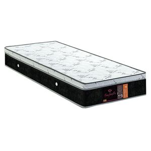 Colchão Solteiro Confort Molas Ensacadas 1,88x0,88x0,25 Branco E Preto