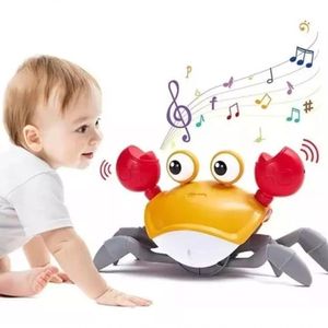 Brinquedo Caranguejo Fujão Música Luz Sensor Amarelo