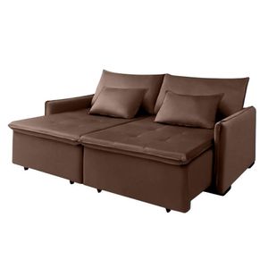 Sofá Cama Slim New Roma 1.60 Mts Veludo Molas Bonnel Com Pillow Cor:marrom