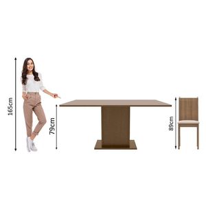 Sala de Jantar Megan Mesa Tampo de Madeira -6 Cadeiras Madesa