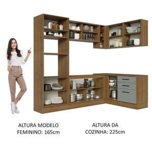 Cozinha Completa 399001 Com Armário E Balcão Rustic/Cinza