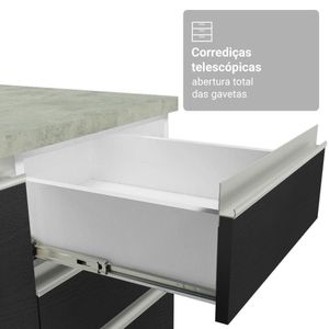 Armário De Cozinha Completa 549cm Branco/preto Glamy Madesa 01 Branco/preto
