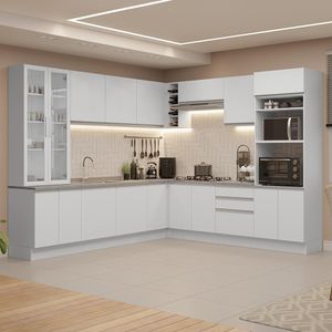 Armário De Cozinha Completa 549cm Branco Glamy Madesa 01 Branco
