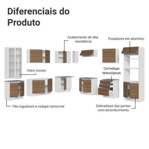 Armário De Cozinha Completa 549cm Branco/rustic Glamy Madesa 01 Branco/rustic