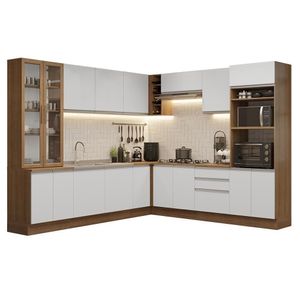 Armário De Cozinha Completa 549cm Rustic/branco Glamy Madesa 01 Rustic/branco