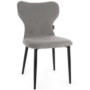 Cadeira De Jantar Estofada Veludo Jacobsen - Cinza