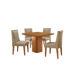 Mesa De Jantar Eloise Canto Copo 4 Cadeiras Isadora Moderna Turim 07/naturale