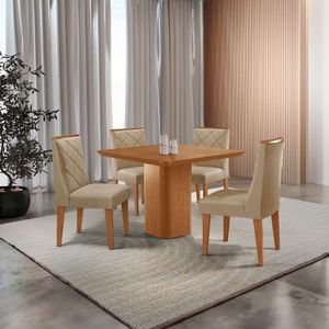 Mesa De Jantar Eloise Canto Copo 4 Cadeiras Isadora Moderna Turim 07/naturale