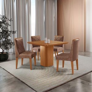 Mesa De Jantar Eloise Canto Copo 4 Cadeiras Isadora Moderna Tork/naturale