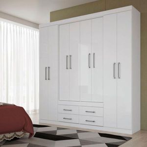 Guarda Roupa 8 Portas 4 Gavetas Nápoles Santos Andirá Branco