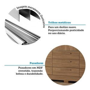 Guarda-roupa Casal 194,40 3 Portas 9 Gavetas Dante
