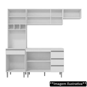 Cozinha Modulada 4 Peças Balcão Sem Tampo 120cm Andréia Cinza - Ajl Móveis
