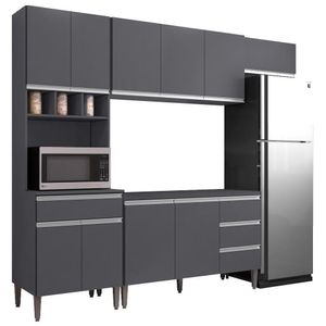 Cozinha Modulada 4 Peças Balcão Sem Tampo 120cm Andréia Cinza - Ajl Móveis