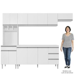 Cozinha Modulada 4 Peças Balcão Com Tampo 160cm Andréia Branco - Ajl Móveis