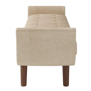 Puff Recamier Calçadeira 195cm Base Madeira Neville P02 Bouclé Bege - Mpozenato